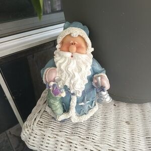 Blue Santa Figurine with Gifts